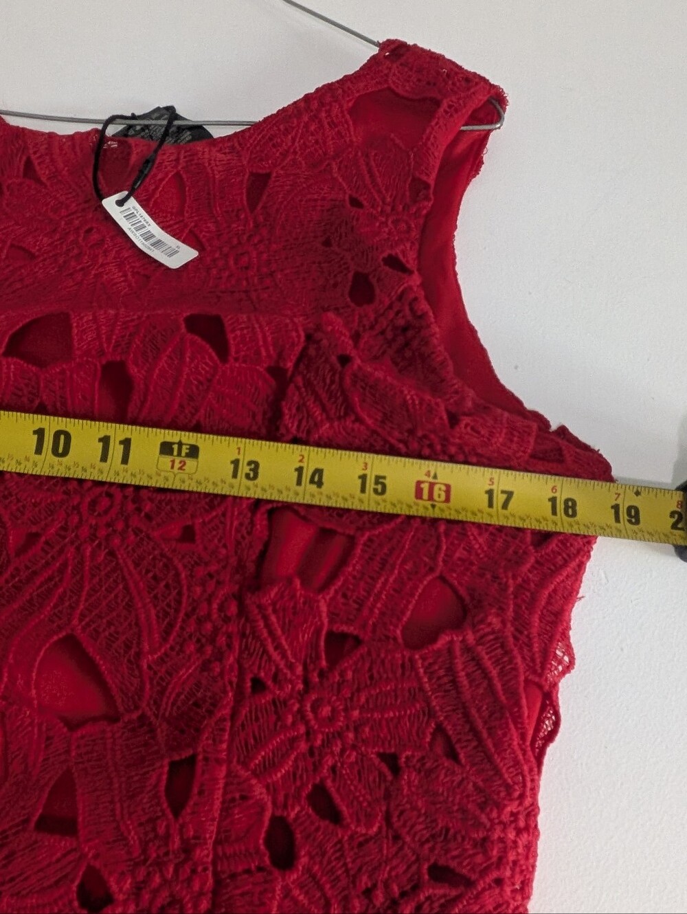 NWT Sociology Women’s Red Floral Cutout Lace Popover Sheath Mini Dress Size XL - Picture 12 of 13